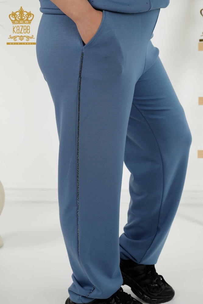 Großhandel Damen-Trainingsanzug-Set – Kurzarm – Reißverschluss – Indigo – 17547 | KAZEE - 9