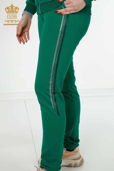 Großhandel Frauen Trainingsanzug Set Grün mit Reißverschluss Tasche-17494 / KAZEE - Thumbnail