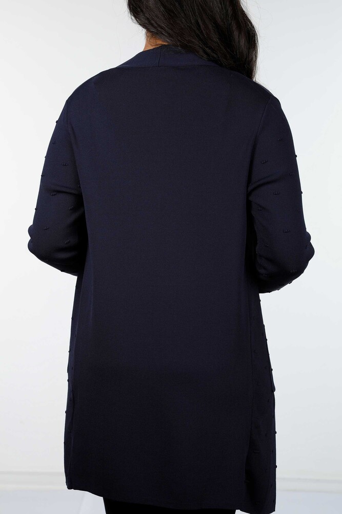 Großhandel Damen-Strickjacke - Polka Dot Detailliert - Taschen - Lang - Viskose - 15698 | KAZEE - 10