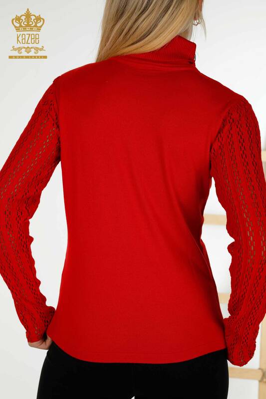 Großhandel Damen Pullover Rollkragen rot-15193 / KAZEE