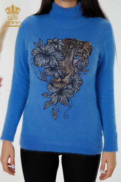 Großhandel Damen Pullover Angora Blau-16993 / KAZEE - Thumbnail