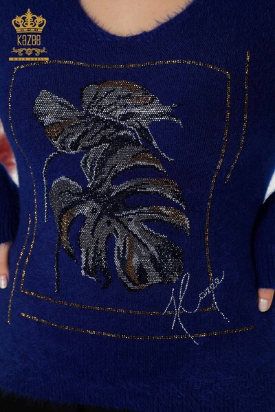 Großhandel Damen Pullover mit Angora Muster Dunkelblau - 16995 / KAZEE - Thumbnail