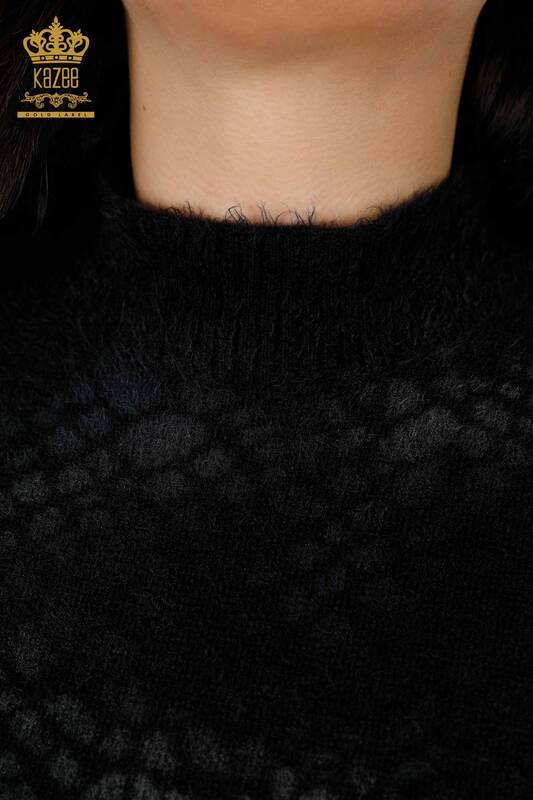 Großhandel Damen Pullover Schwarz mit Angora Muster-18981 / KAZEE