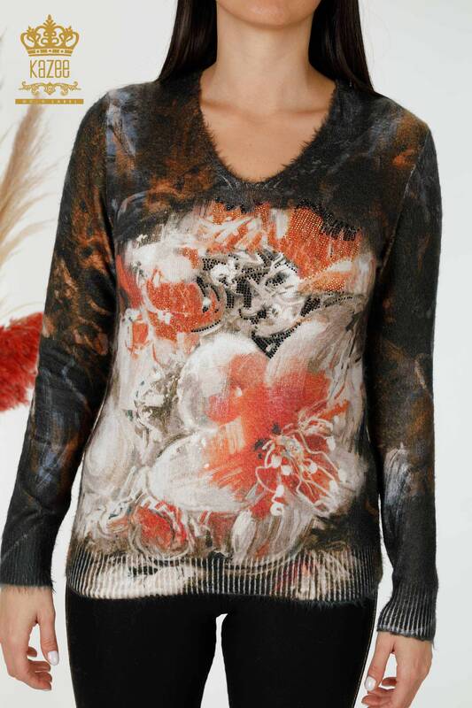 Großhandel Damen Pullover Schwarz mit Angora Muster-18985 / KAZEE