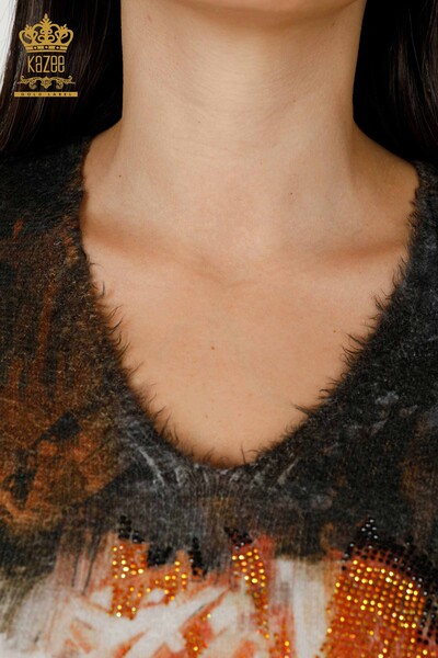 Großhandel Damen Pullover Schwarz mit Angora Muster-18985 / KAZEE - Thumbnail