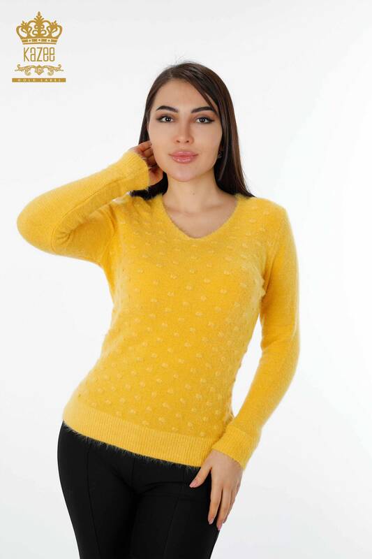 Großhandel Damen Pullover Angora Senf-18474 / KAZEE