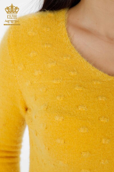 Großhandel Damen Pullover Angora Senf-18474 / KAZEE - Thumbnail