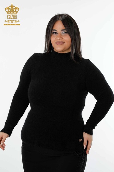 Großhandel Damen Pullover Basic Angora Schwarz-18830 / KAZEE 