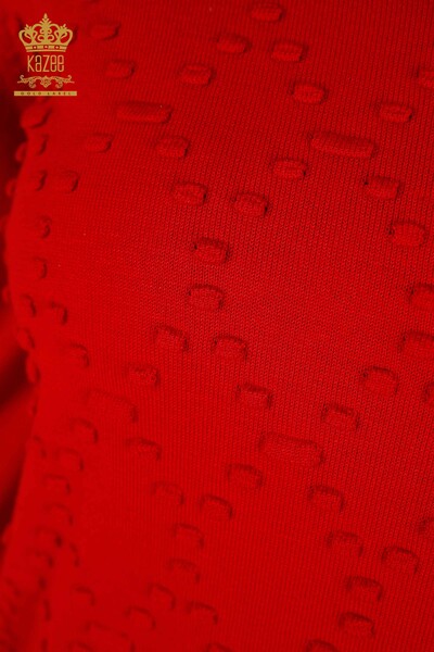Großhandel Damen Pullover Pullover Fahrrad Kragen rot-16740 / KAZEE - Thumbnail