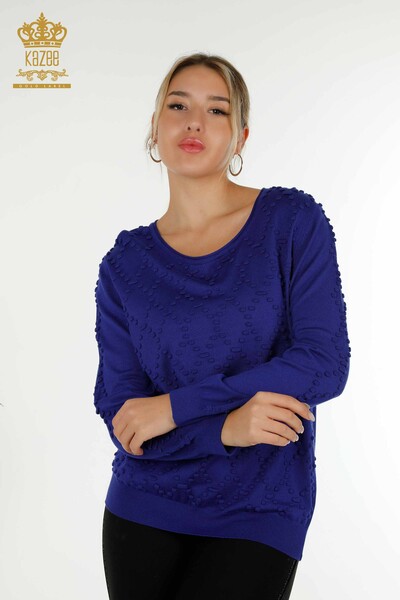 Großhandel Damen Pullover Pullover Fahrrad Kragen Saks - 16740 / KAZEE - Thumbnail