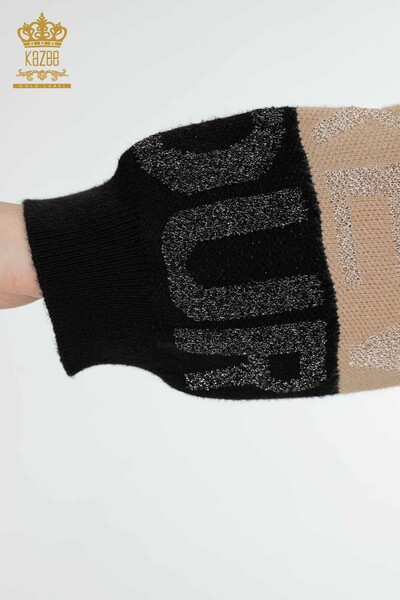 Großhandel Damen Pullover Schriftzug Detail Schwarz-30022 / KAZEE - 6