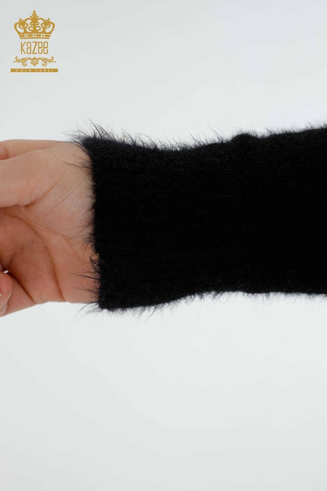 Großhandel Damen Strickpullover Tiger Muster Angora Schwarz - 18955 / KAZEE - 6