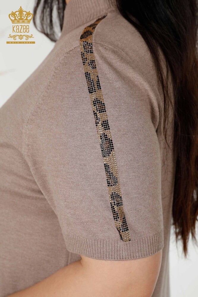 Großhandel Damen Strickpullover mit Tiger-Muster Nerz - 16999 / KAZEE - 6