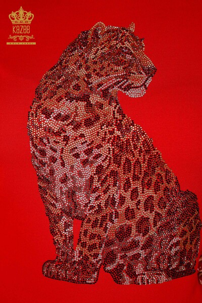 Großhandel Damen Strickpullover Tiger Muster rot - 16999 / KAZEE - 3