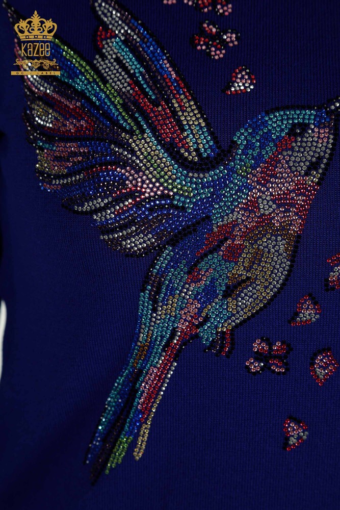 Großhandel Damen Strickpullover Vogel bestickt Saks - 30401 | KAZEE - 3