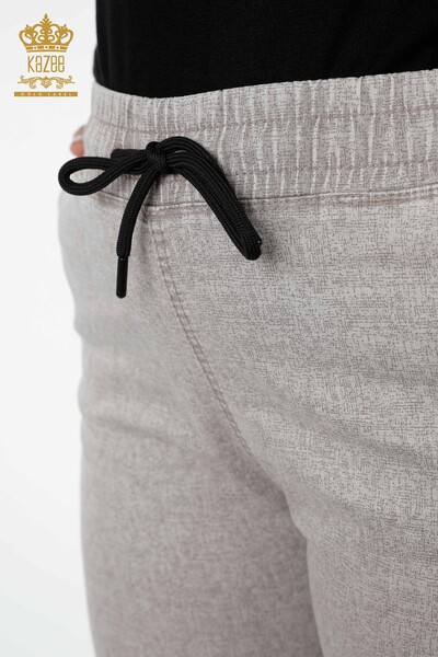 Großhandel Damenhose mit elastischem Bund - Taschen - Beige - 3501 | KAZEE - Thumbnail
