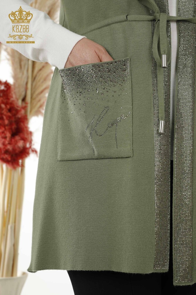 Großhandels Frauen Weste - Tasche ausführlich - Khaki - 30299 | KAZEE - 4
