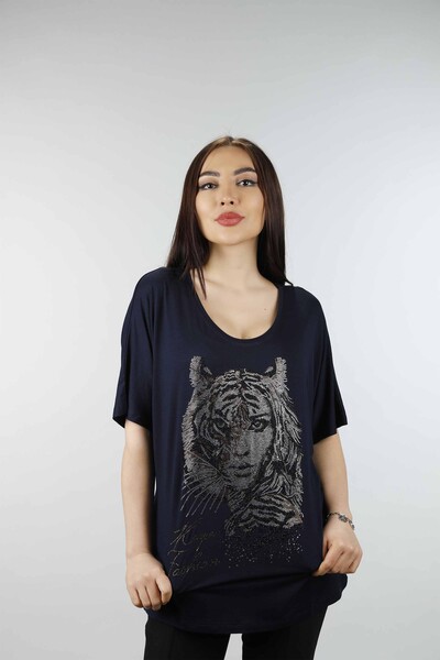 Großhandel Damen Bluse Tiger und Frau Figured - 77580 | KAZEE - Thumbnail