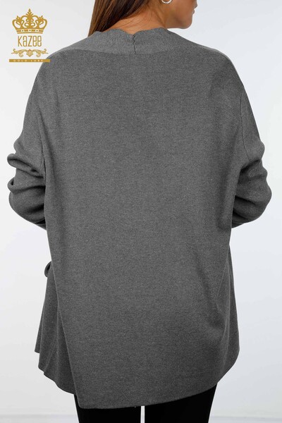 Großhandel Strickjacke für Damen - Glitzermuster - Tasche - Lang – 16807 | KAZEE - 8