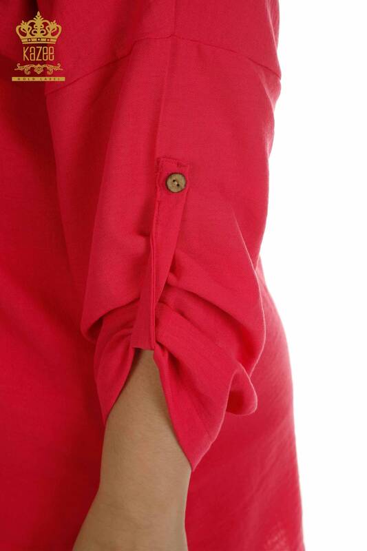 Großhandel Zweiteiliger Damen Anzug im - Ärmel details - Fuchsia - 2402-211030 | S&M