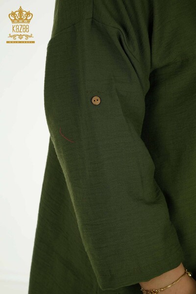 Großhandel Zweiteiliger Damen Anzug im - Taschen Details - Khaki - 2402-211031 | S&M - Thumbnail