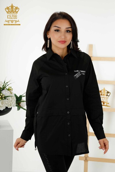 Grossiste Chemise Femme Cordon Noir - 20355 | KAZEE - Kazee