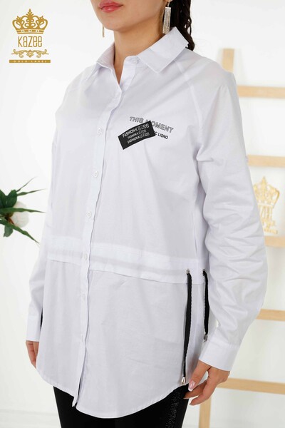Vente en Gros Chemises pour femmes - Cordon noué - Blanc - 20355 | KAZEE - Thumbnail