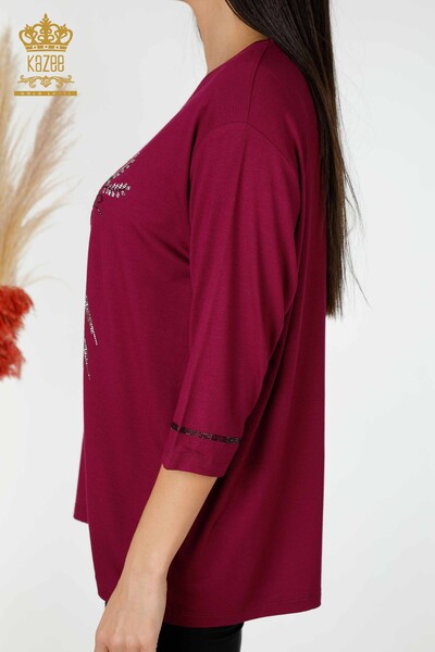 Grossiste Chemisier Femme Cristal Brodé Violet - 78944 | KAZEE - 6