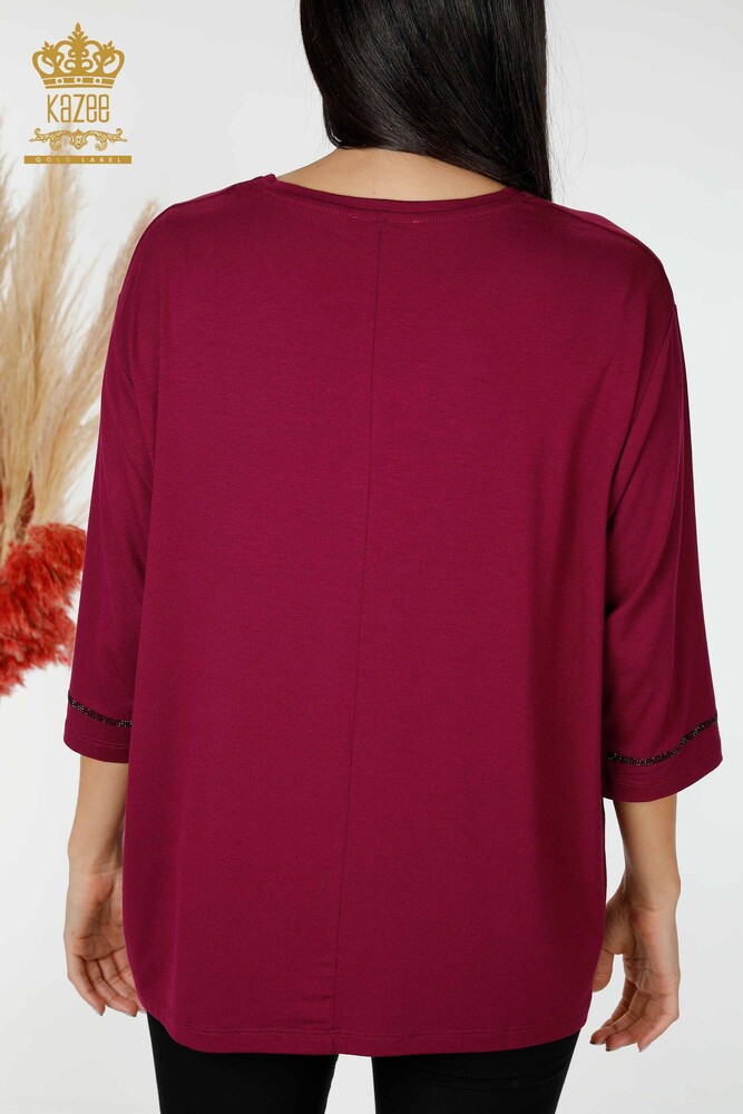 Grossiste Chemisier Femme Cristal Brodé Violet - 78944 | KAZEE - 7