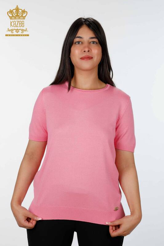 Grossiste Tricot Femme Basic Manches Courtes Col Rond Viscose - 16271 | KAZEE