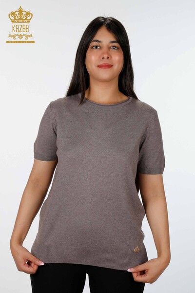 Grossiste Tricot Femme Basic Manches Courtes Col Rond Viscose - 16271 | KAZEE - Thumbnail