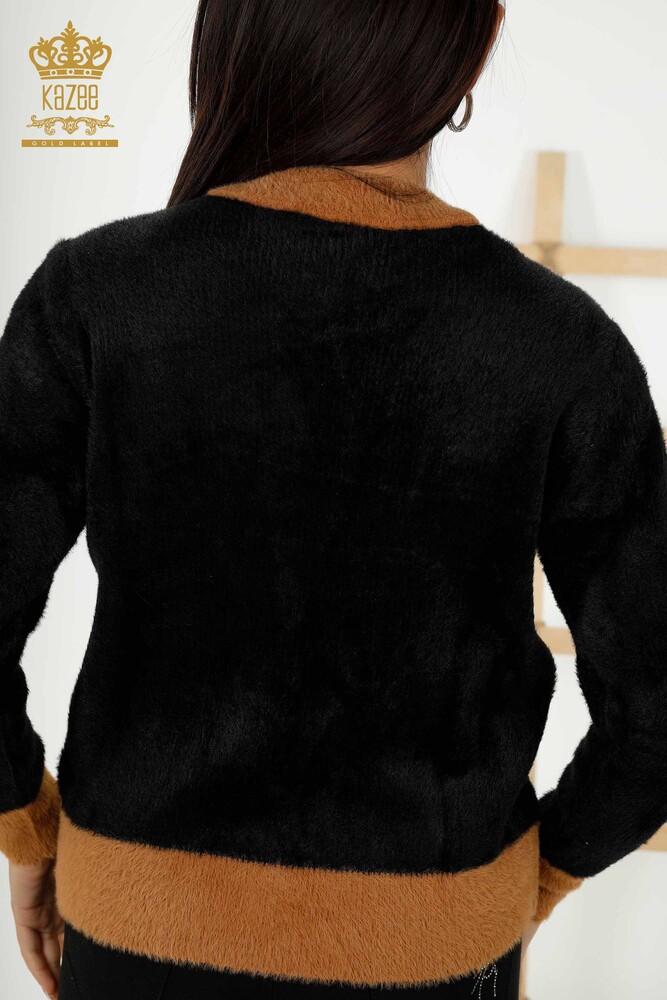 Vente en Gros Cardigan Maille Femme Angora Boutonné - Noir - 30094 | KAZEE - 6