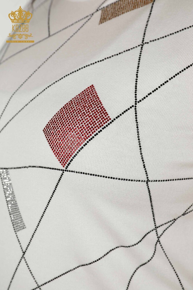 Grossiste Tricot Femme Pull Stand Ecru - 30078 | KAZEE - 4