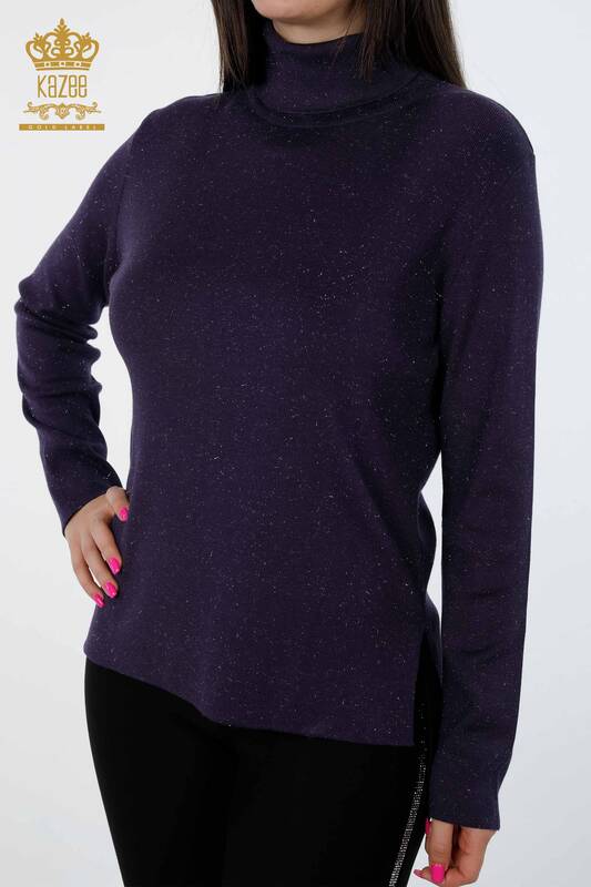 Grossiste Tricot Femme Glitter Transition Manches Longues Basic Viscose - 15129 | KAZEE