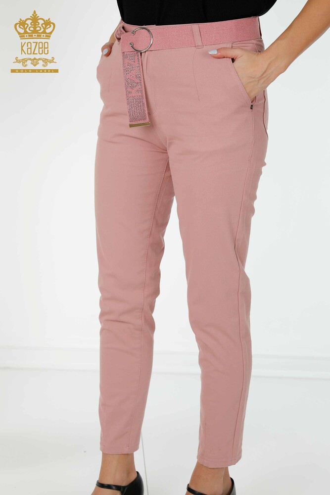 Grossiste Jeans Femme Avec Poches Ceinture Rose Séché - 3498 | KAZEE - 2