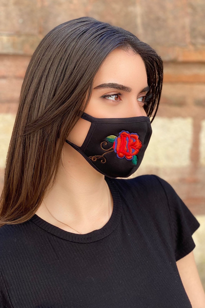 Masque à motif rose en gros pour femme - 369 | KAZEE - Thumbnail