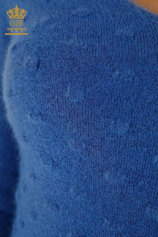 Grossiste Pull Femme Tricot Angora Bleu - 18474 | KAZEE