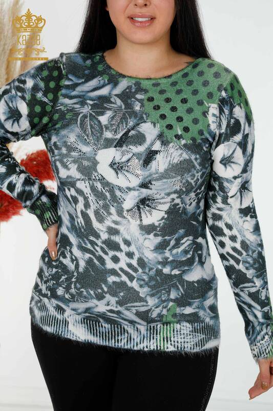 Grossiste Pull Femme Tricot Angora Vert - 16000 | KAZEE