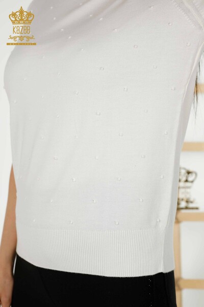 Grossiste Pull Tricot Femme - Modèle Américain - Ecru - 30131 | KAZEE - Thumbnail