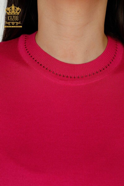 Grossiste Pull Femme - Américain Modèle - Fuchsia - 30255 | KAZEE - Thumbnail