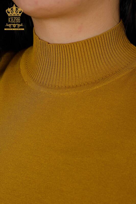 Grossiste Pull Tricot Femme Modèle Américain Safran - 14541 | KAZEE
