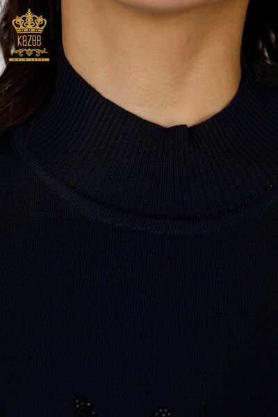 Grossiste en Tricot Femme Motif Chat Marine - 16969 | KAZEE - 4