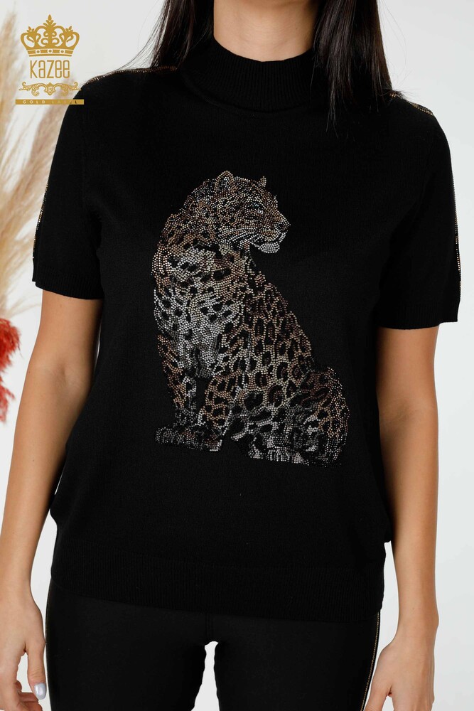 Grossiste Pull Femme Tricot Motif Tigre Noir - 16999 | KAZEE - 2