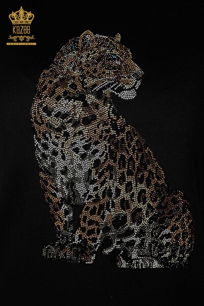 Grossiste Pull Femme Tricot Motif Tigre Noir - 16999 | KAZEE - 3