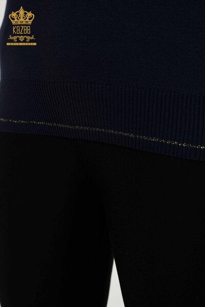 Grossiste Pull en Tricot Femme - Basique - Marine - 30110 | KAZEE - Thumbnail