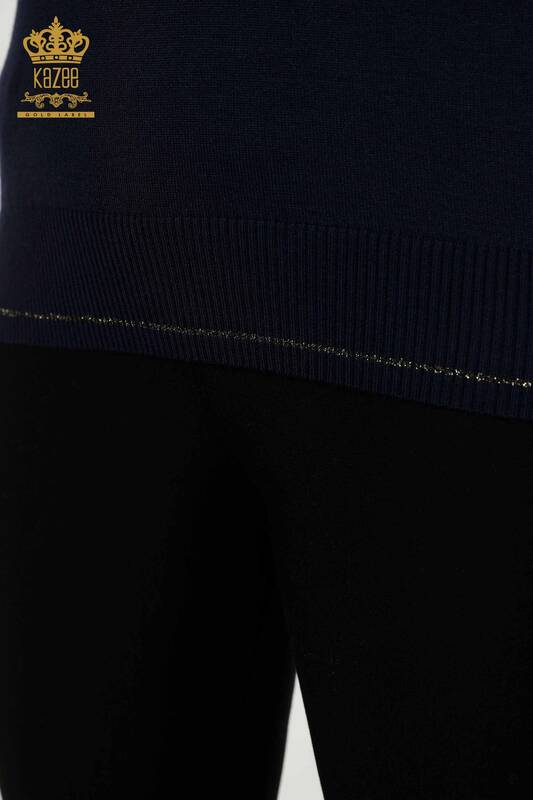 Grossiste Pull en Tricot Femme - Basique - Marine - 30110 | KAZEE