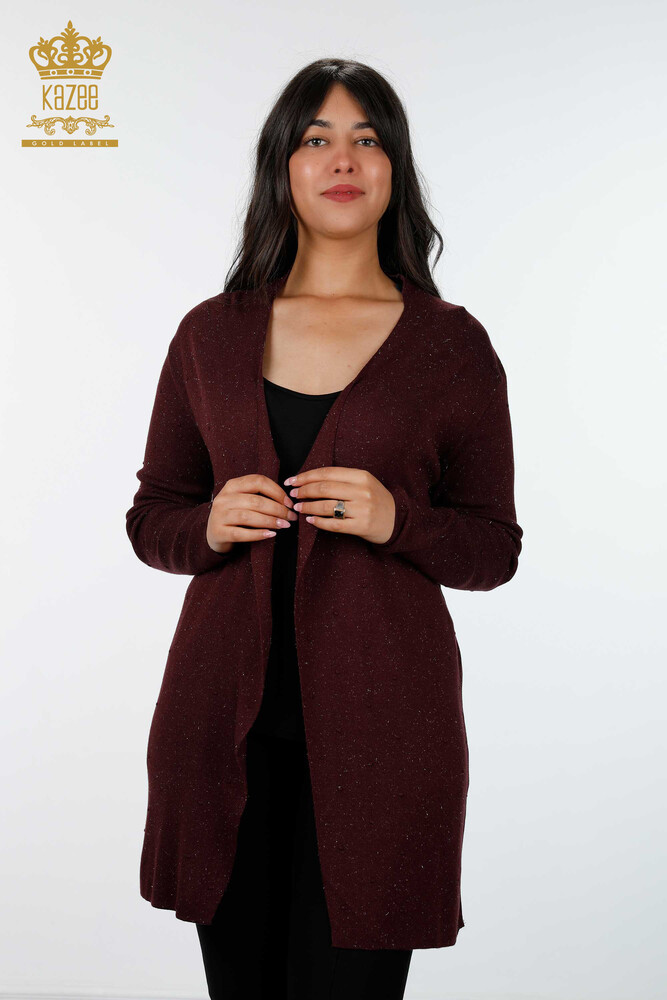 Grossiste Femmes Cardigan Glitter Transition Polka Dot Patterned Viscose - 15436 | KAZEE - 29