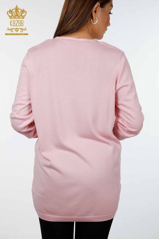 Vente en gros de tricots pour femmes cardigan col en V poche bouton de manchette détaillé - 15945 | KAZEE