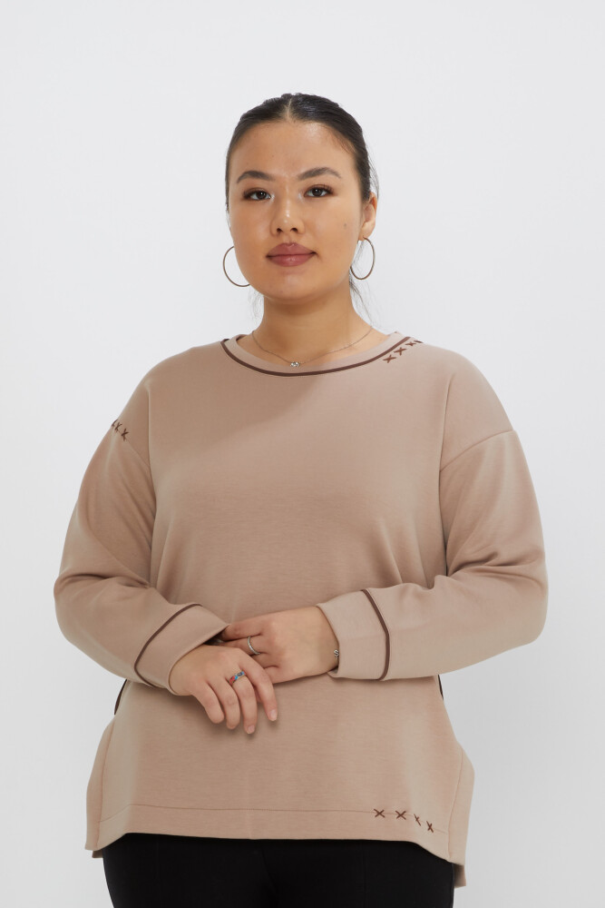 Hanorac Broderie Detaliat Crew Gate Mink - 17752 | KAZEE (Set de 3 M-L-XL) - 1