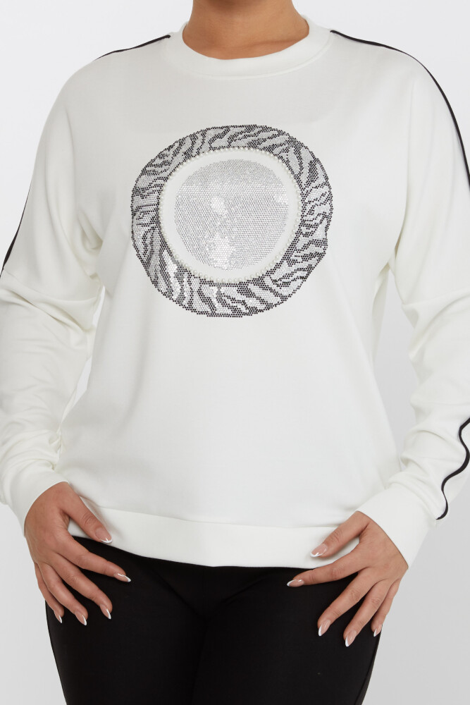 Hanorac Stone Brodat Maneca Lunga Ecru - 2237 | KAZEE (Set de 3 L-XL-2XL) - 4